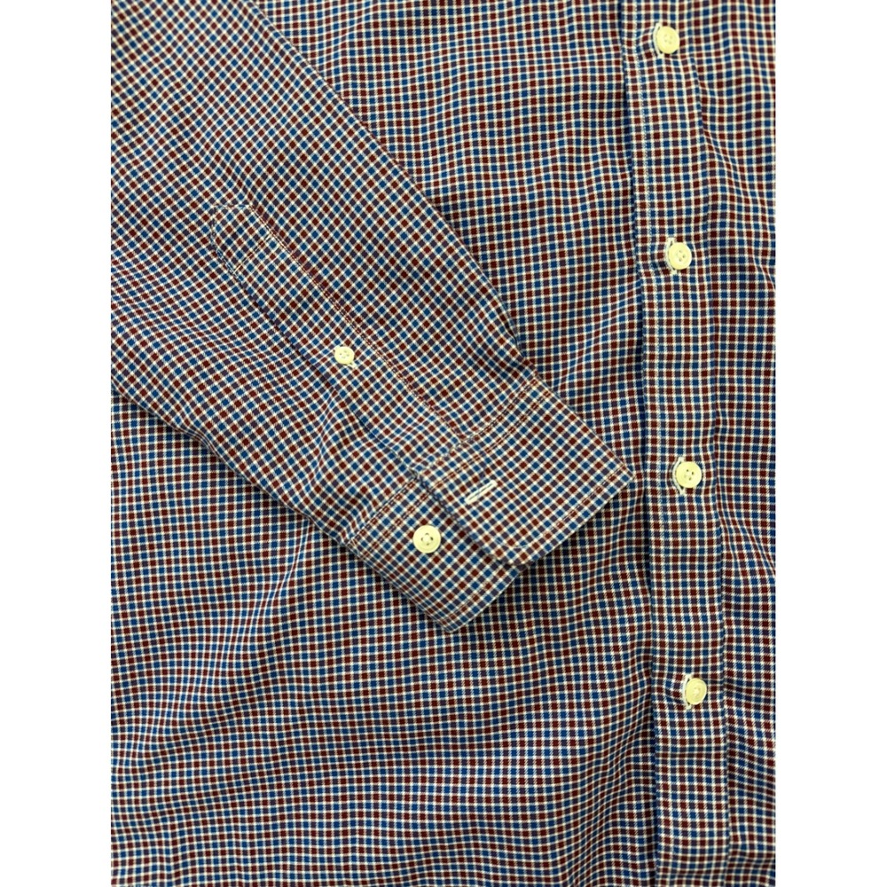 Brooks Brothers Regent Non-Iron Shirt Mens XL Red Blue Micro Check Button Down - Picture 2 of 7